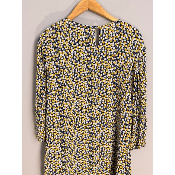 Boden Women Navy Yellow White Ditsy Floral Print Midi Dress Keyhole Neck - Picture 4 of 6